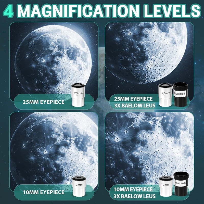 opaita Telescope for Adults High Powered - Portable Astronomy Telescope for Kids & Beginners - 90mm Aperture 600mm Refractor Profesional Telescopes with Phone Adapter Tripod Carry Bag - Image 3
